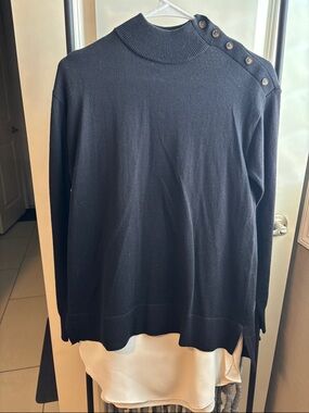 NWOT Ann Taylor Button Turtleneck Layered Tunic Sweater Blouse